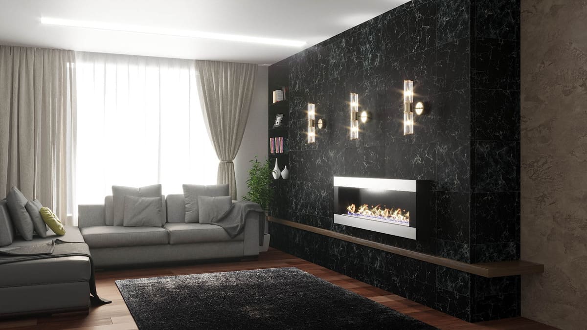 Биокамин "Русский огонь" Модерн 1300N настенный с защитным и декоративным стеклом по цене 52 800 руб.