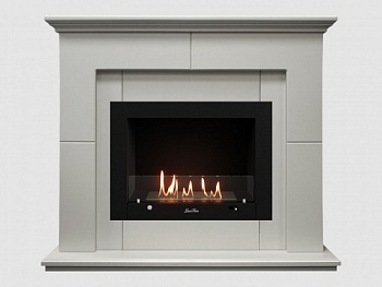 Каминный портал МДФ "Пьер 1300" с биокамином Lux Fire "Фаер Бокс 3-33" (белый)