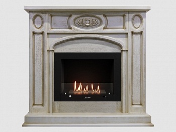 Каминный портал МДФ "Флоренция 1200" с биокамином Lux Fire "Фаер Бокс 3 - 25.5" (бежевый)