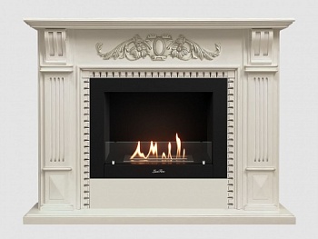 Каминный портал МДФ "Белфаст Люкс 1350" с биокамином Lux Fire "Фаер Бокс 2-25.5" (белый)