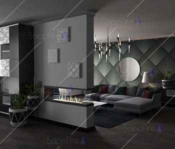 Встраиваемый торцевой сквозной очаг 1400 SappFire