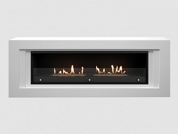 Каминный портал МДФ "LINE 2000" с биокамином Lux Fire "Фаер Бокс Вега-2" (белый)