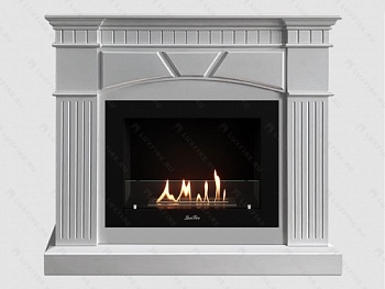 Каминный портал МДФ "Шервуд 1200" с биокамином Lux Fire "Фаер Бокс 2-30" (белый)