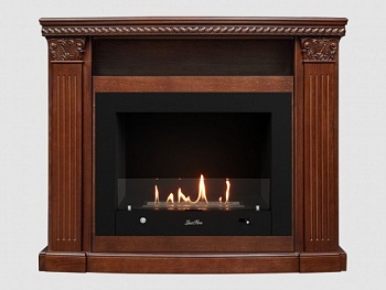 Каминный портал МДФ "Людовик 1300" с биокамином Lux Fire "Фаер Бокс 4- 33" (темный орех)