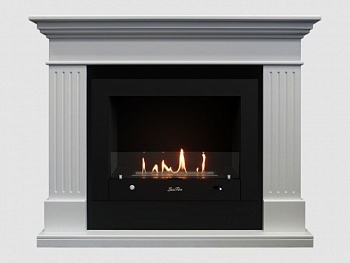 Каминный портал МДФ "Турин 1280" с биокамином Lux Fire "Фаер Бокс 4-30" (белый)