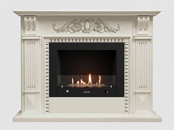 Каминный портал МДФ "Белфаст Люкс 1550" с биокамином Lux Fire "Фаер Бокс 4-30" (белый)