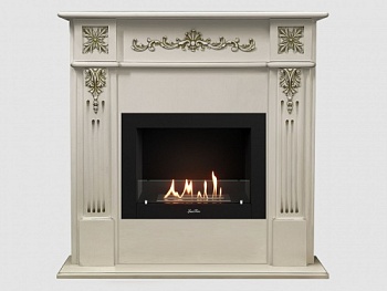 Каминный портал МДФ "Монреаль 1100" с биокамином Lux Fire "Фаер Бокс 2-25.5" (белый)