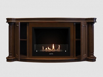 Каминный портал МДФ "Бетховен 1500" с биокамином Lux Fire "Фаер Бокс 1 - 30" (темный орех)