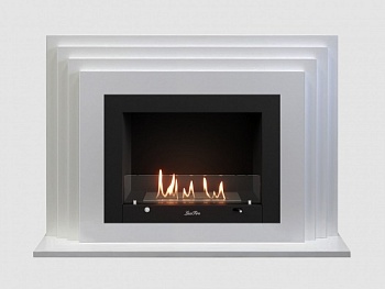Каминный портал МДФ "Амстердам 1230" с биокамином Lux Fire "Фаер Бокс 3-30" (белый)