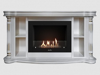 Каминный портал МДФ "Романс 1500" с биокамином Lux Fire "Фаер Бокс 2-33" (белый)