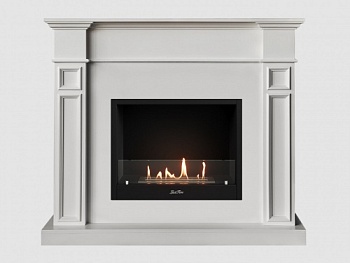 Каминный портал МДФ "Бертино 1240" с биокамином Lux Fire "Фаер Бокс 1 - 30" (белый)