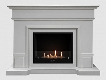 Каминный портал МДФ "Фантазия 1350" с биокамином Lux Fire "Фаер Бокс 1-30" (белый)