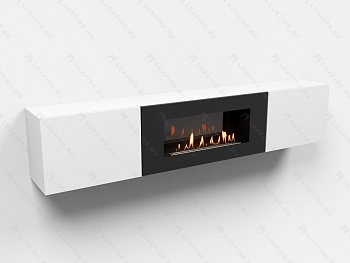 Тумба ТВ Lux Fire "Ладога" настенная 1800 матовая, белая с биокамином 900