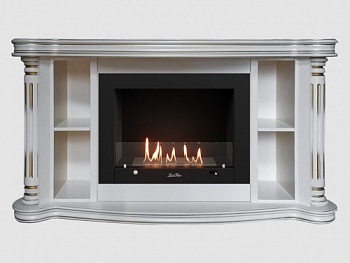 Каминный портал МДФ "Романс 1300" с биокамином Lux Fire "Фаер Бокс 3-30" (белый)