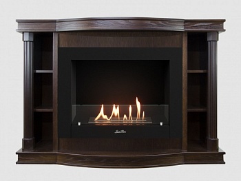 Каминный портал МДФ "Андерсен 1400" с биокамином Lux Fire "Фаер Бокс 2 - 33" (темный орех)