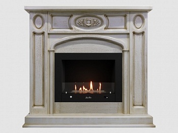 Каминный портал МДФ "Флоренция 1200" с биокамином Lux Fire "Фаер Бокс 4 - 25.5" (бежевый)