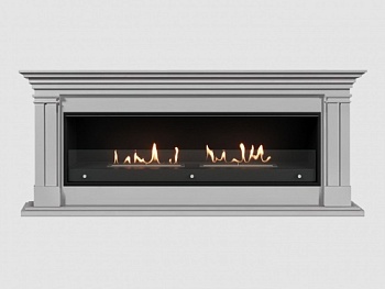 Каминный портал МДФ "LYON 1960" с биокамином Lux Fire "Фаер Бокс Вега-2" (белый)