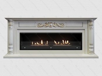 Каминный портал МДФ "Оксфорд 2000" с биокамином Lux Fire "Фаер Бокс Вега-2" (белый)