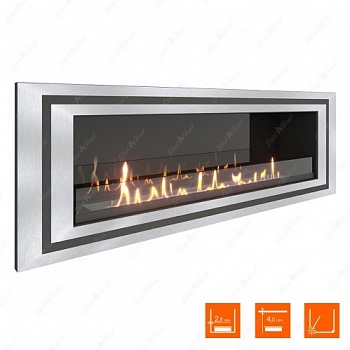 Биокамин SteelHeat LONG-D 1200 XL стекло + стемалит