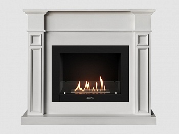 Каминный портал МДФ "Бертино 1240" с биокамином Lux Fire "Фаер Бокс 2 - 30" (белый)