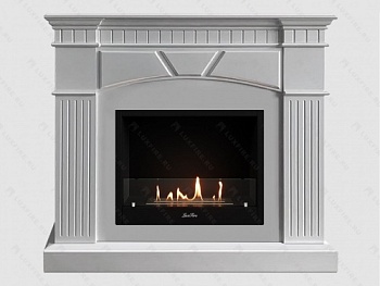 Каминный портал МДФ "Шервуд 1250" с биокамином Lux Fire "Фаер Бокс 1-33" (белый)