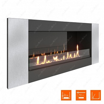 Биокамин SteelHeat LONG-V 900 XL стекло + стемалит