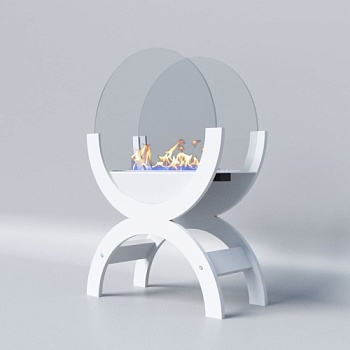 Биокамин напольный "Русский огонь" Санрайз макс белый