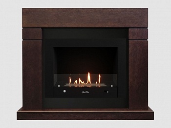 Каминный портал МДФ "Тоби 1300" с биокамином Lux Fire "Фаер Бокс 4-33" (темный орех)