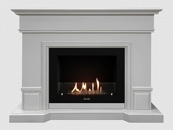 Каминный портал МДФ "Фантазия 1350" с биокамином Lux Fire "Фаер Бокс 2-30" (белый)