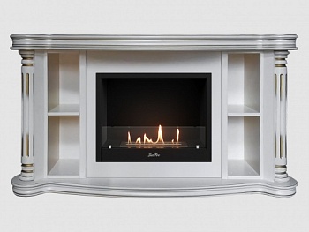 Каминный портал МДФ "Романс 1300" с биокамином Lux Fire "Фаер Бокс 1-30" (белый)