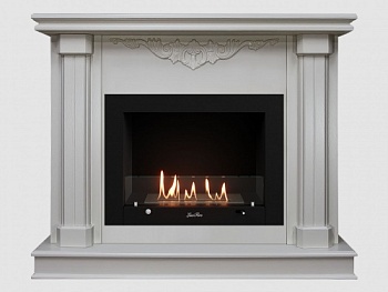 Каминный портал МДФ "Лукас 1080" с биокамином Lux Fire "Фаер Бокс 3-25.5" (белый)