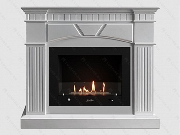 Каминный портал МДФ "Шервуд 1250" с биокамином Lux Fire "Фаер Бокс 4-33" (белый)