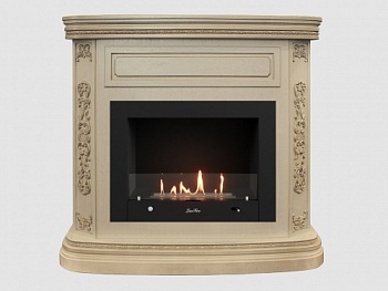 Каминный портал МДФ "Белла 1200" с биокамином Lux Fire "Фаер Бокс 4-30" (бежевый)