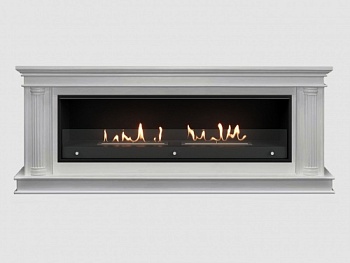 Каминный портал МДФ "ROMA 1980" с биокамином Lux Fire "Фаер Бокс Вега-2" (белый)