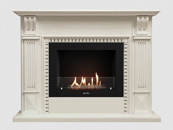 Каминный портал МДФ "Белфаст 1350" с биокамином Lux Fire "Фаер Бокс 2-25.5" (белый)