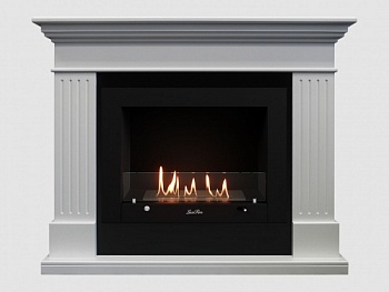 Каминный портал МДФ "Турин 1350" с биокамином Lux Fire "Фаер Бокс 3-33" (белый)