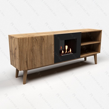 Тумба ТВ Lux Fire "Волга" напольная 1500, дуб вотан, с биокамином 500