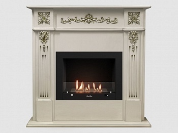 Каминный портал МДФ "Монреаль 1100" с биокамином Lux Fire "Фаер Бокс 3-25.5" (белый)