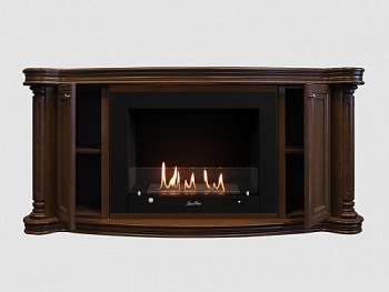 Каминный портал МДФ "Бетховен 1720" с биокамином Lux Fire "Фаер Бокс 3 - 33" (темный орех)