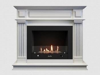 Каминный портал МДФ "Амелия 1050" с биокамином Lux Fire "Фаер Бокс 4 - 25.5" (белый)