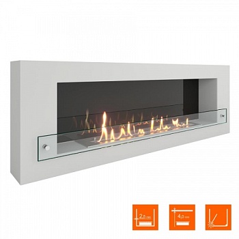 Биокамин SteelHeat WALL 1200 белый (стекло)