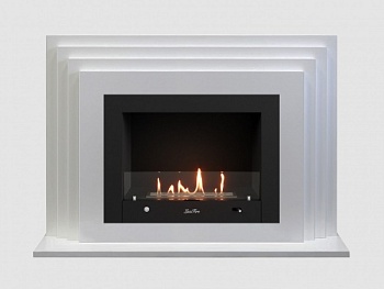 Каминный портал МДФ "Амстердам 1100" с биокамином Lux Fire "Фаер Бокс 4-25.5" (белый)