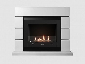 Каминный портал МДФ "Аляска 1240" с биокамином Lux Fire "Фаер Бокс 4-30" (белый)