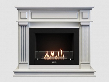 Каминный портал МДФ "Амелия 1260" с биокамином Lux Fire "Фаер Бокс 2 - 33" (белый)