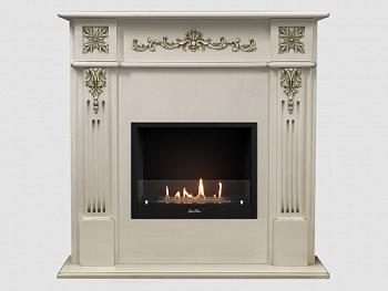 Каминный портал МДФ "Монреаль 1100" с биокамином Lux Fire "Фаер Бокс 1-25.5" (белый)