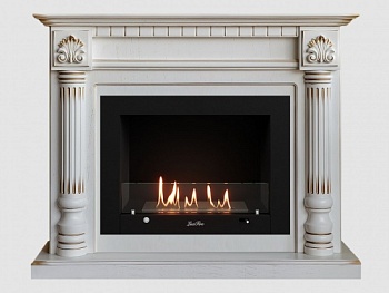 Каминный портал МДФ "Македония 1250" с биокамином Lux Fire "Фаер Бокс 3-25.5" (белый)