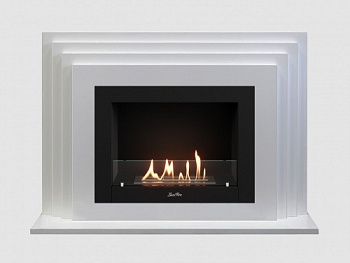 Каминный портал МДФ "Амстердам 1100" с биокамином Lux Fire "Фаер Бокс 2-25.5" (белый)