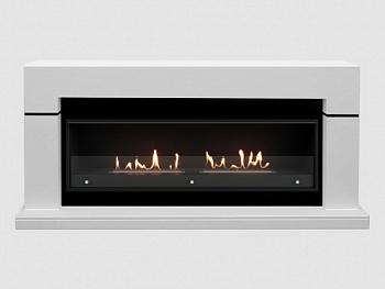 Каминный портал МДФ "LINDOS 1930" с биокамином Lux Fire "Фаер Бокс Вега-2" (белый)