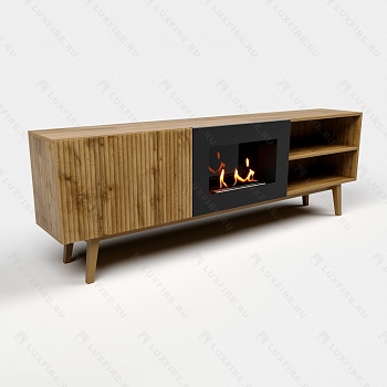 Тумба ТВ Lux Fire "Волга" напольная 1800, дуб вотан, с биокамином 600
