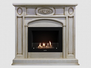 Каминный портал МДФ "Флоренция 1200" с биокамином Lux Fire "Фаер Бокс 2 - 25.5" (бежевый)